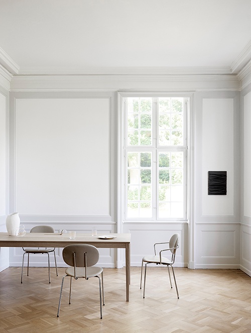 Piet Hein chair chrome edition - No 2 white oil oak dining table - Sibast Furniture